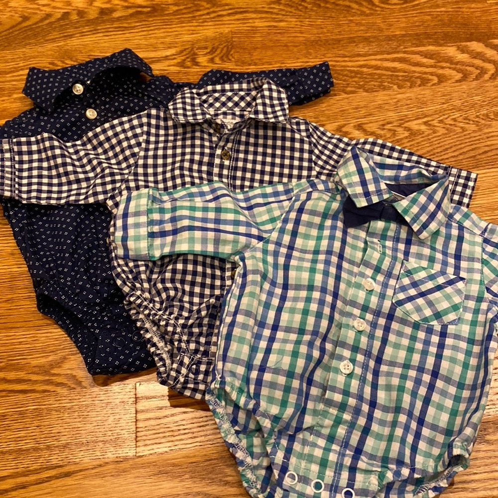 3 long sleeve button down bodysuits